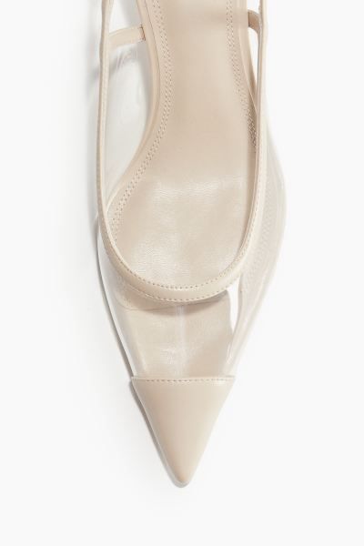 Transparent slingbacks - Low heel - Light beige/Transparent - Ladies | H&M GB | H&M (UK, MY, IN, SG, PH, TW, HK)
