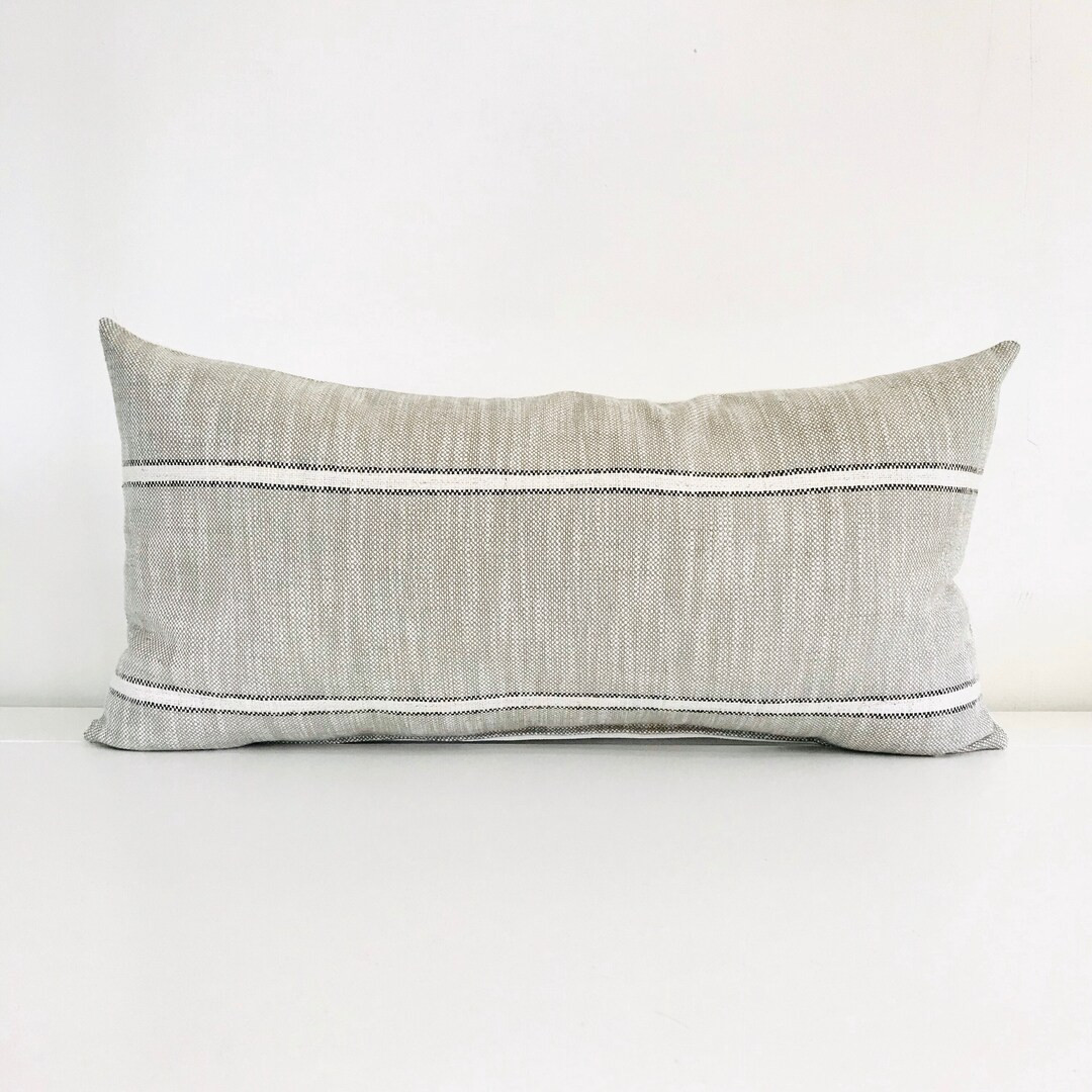 Weathered Stripe Lumbar Cover Gray Stripe Pillow Cover Gray - Etsy | Etsy (US)