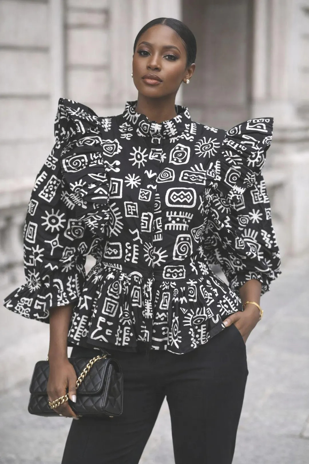 African Print Ankara Kitenge Kimono Blouse Top with Ruffle Bell Sleeves - Fits up to 2XL | Etsy (US)