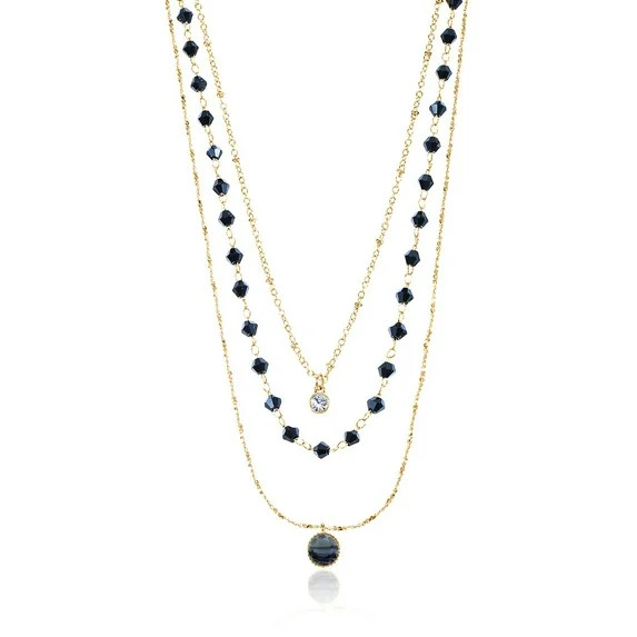 Time and Tru Women's Goldtone Layered Necklace Set, 3 Pieces, Black | Walmart (US)