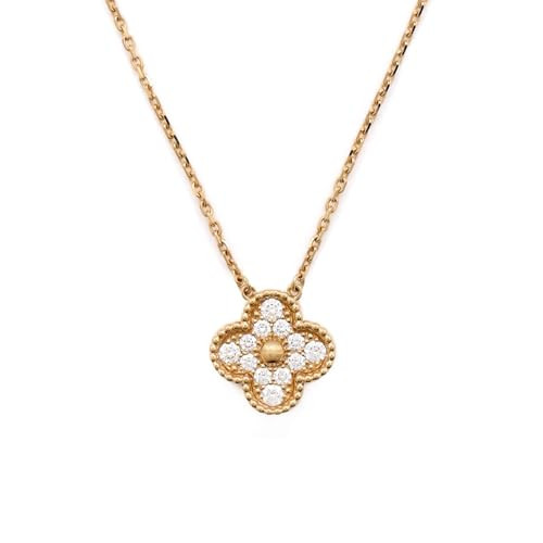 Van Cleef & Arpels, Pre-Loved Vintage Alhambra Pendant Necklace 18K Yellow Gold and Diamonds, Yellow Gold | Amazon (US)
