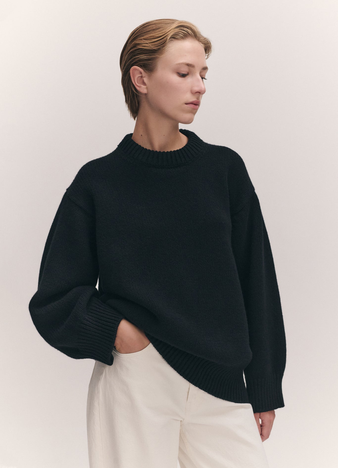 Caragh Chunky Crewneck in Black | & Daughter (Global)