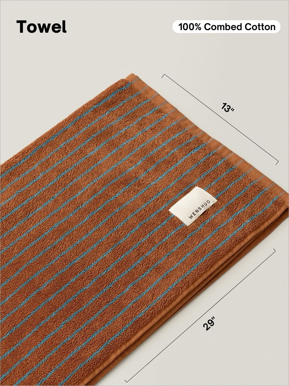 WENSHUO Fluffy Caramel-Striped Pure Cotton Hand Towel,100% Combed Cotton,Luxury Towel,Super Absor... | Amazon (US)