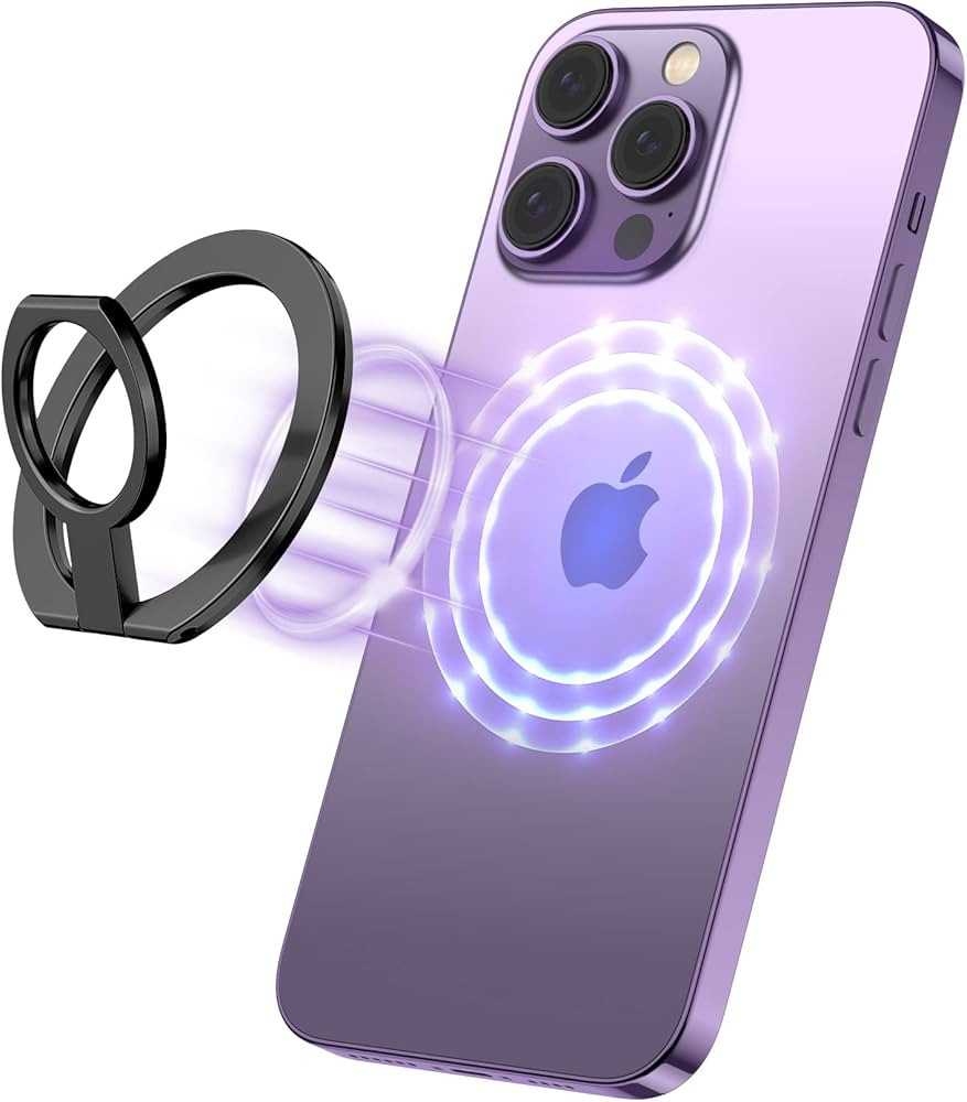 MagSafe Phone Grip, MagSafe Ring Holder Adjustable Kickstand Removable Magnetic Grip Compatible with Wireless Charging Only for iPhone 14 & 13 & 12 Series (Black) | Amazon (US)