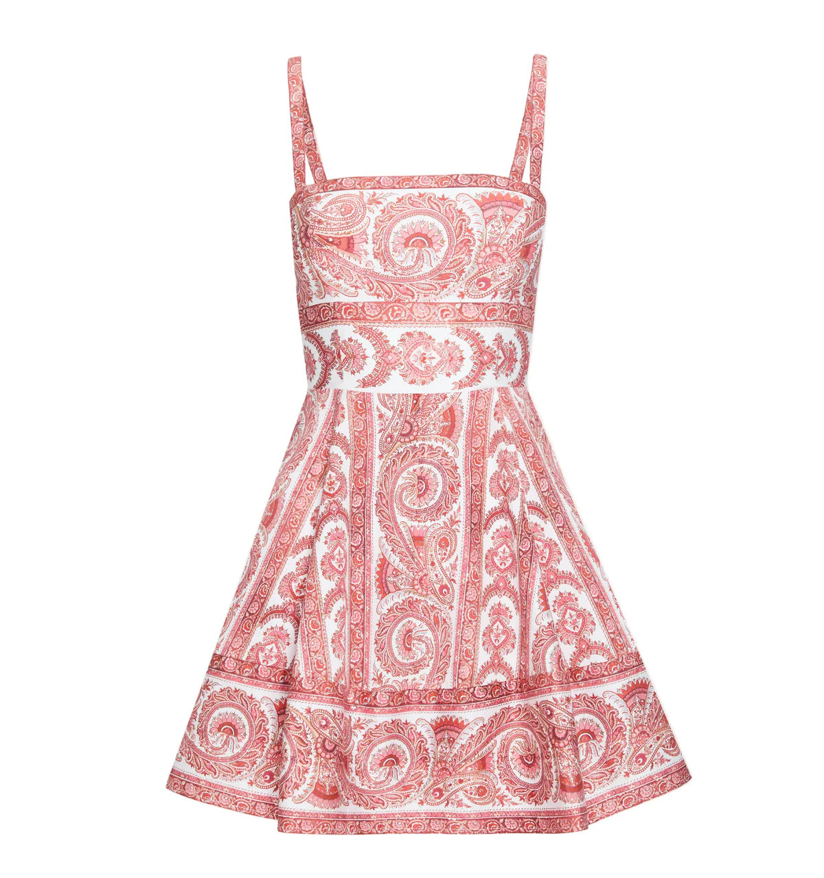 The Margot Mini Dress in Coral Corsica Paisley | Over The Moon
