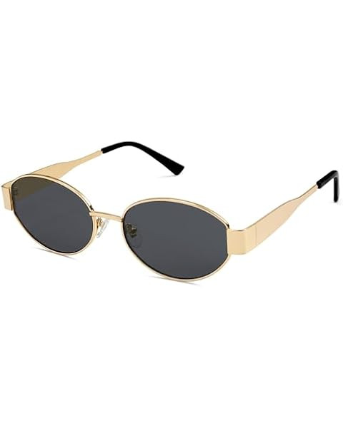 mosanana Retro Designer Oval Metal Sunglasses for Women Trendy Style MS52364 | Amazon (US)