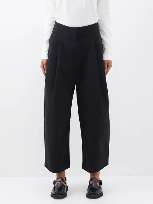 Studio Nicholson - Dordoni Pleated Cotton-twill Trousers - Womens - Black | Matches (US)