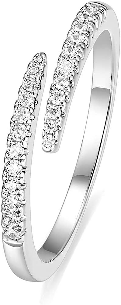EAMTI 2mm Wedding Bands for Women Open Stackable CZ Cubic Zirconia Engagement Rings Dainty Eterni... | Amazon (US)