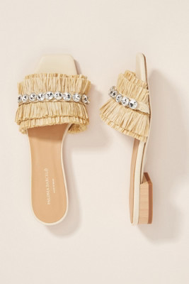 Paloma Barcelo Raffia Slide Sandals | Anthropologie (US)