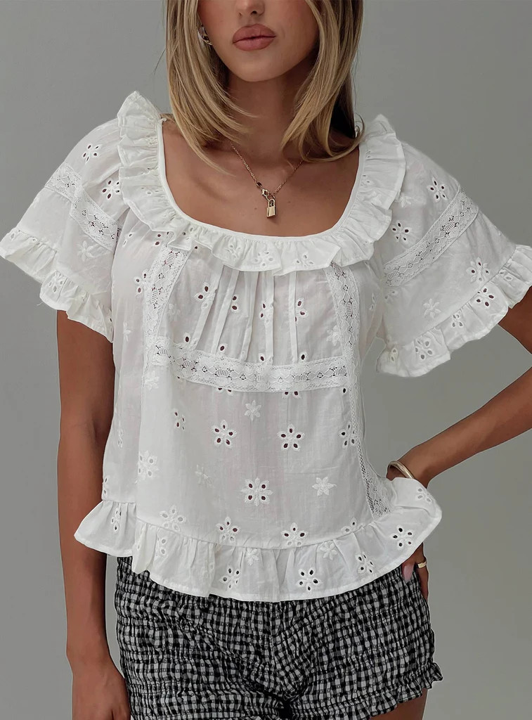 Teigen Broiderie Top White | Princess Polly US