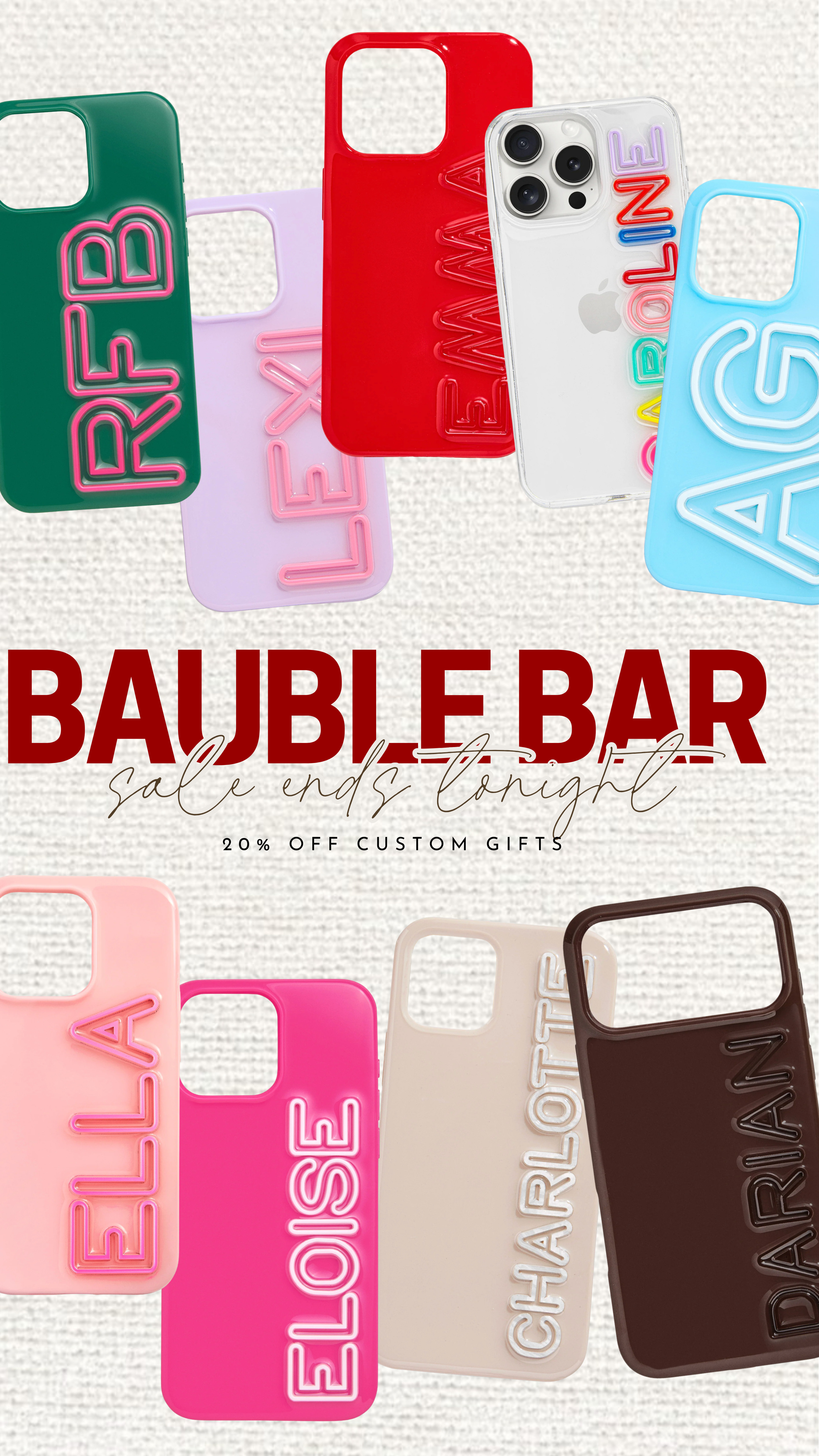 last day to save on bauble bar custom cases!

 

 #LTKGiftGuide #LTKHoliday #LTKSeasonal