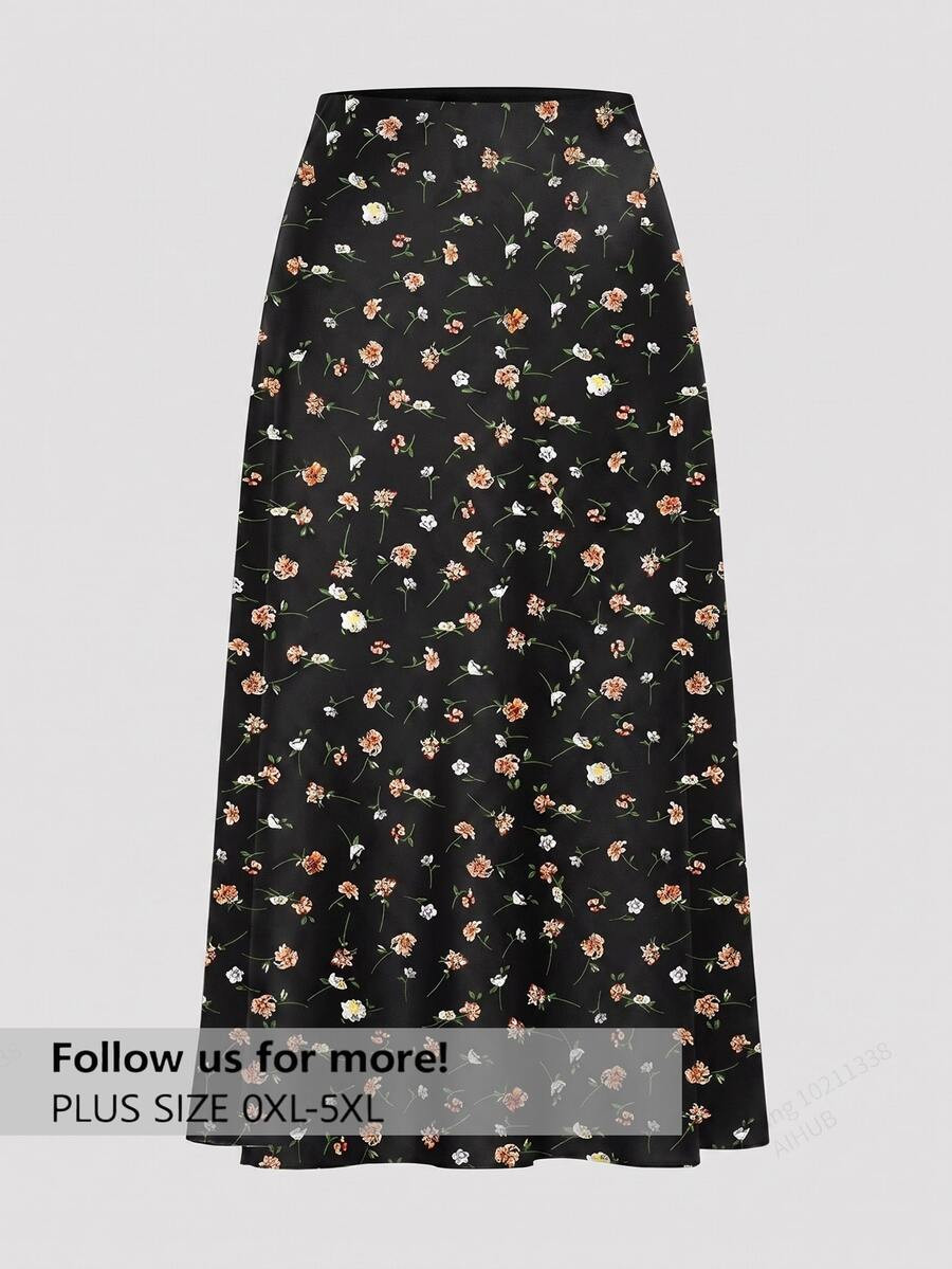 Firerie Plus Ditsy Floral Print Skirt | SHEIN