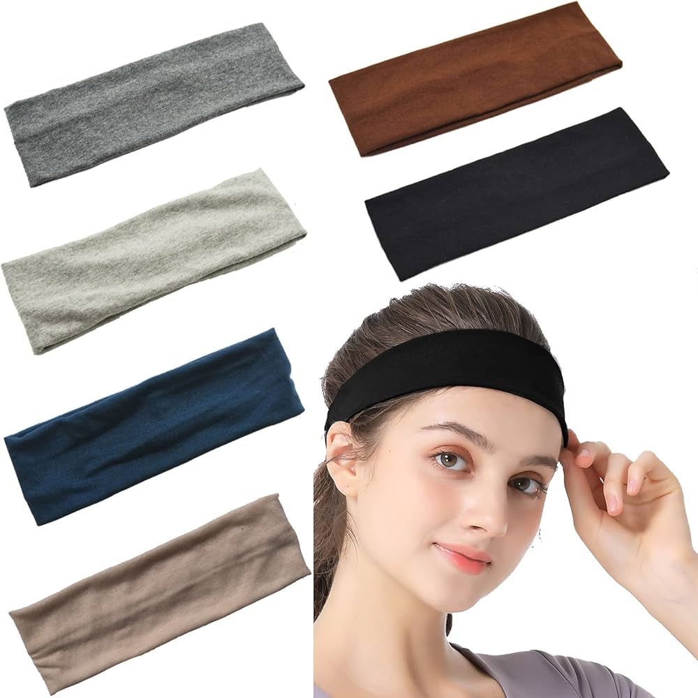 Headbands for Women,6 Pcs Elastic Sweat Yoga Hairbands,Non Slip Soft Sports Thin Headband Fashion... | Amazon (CA)