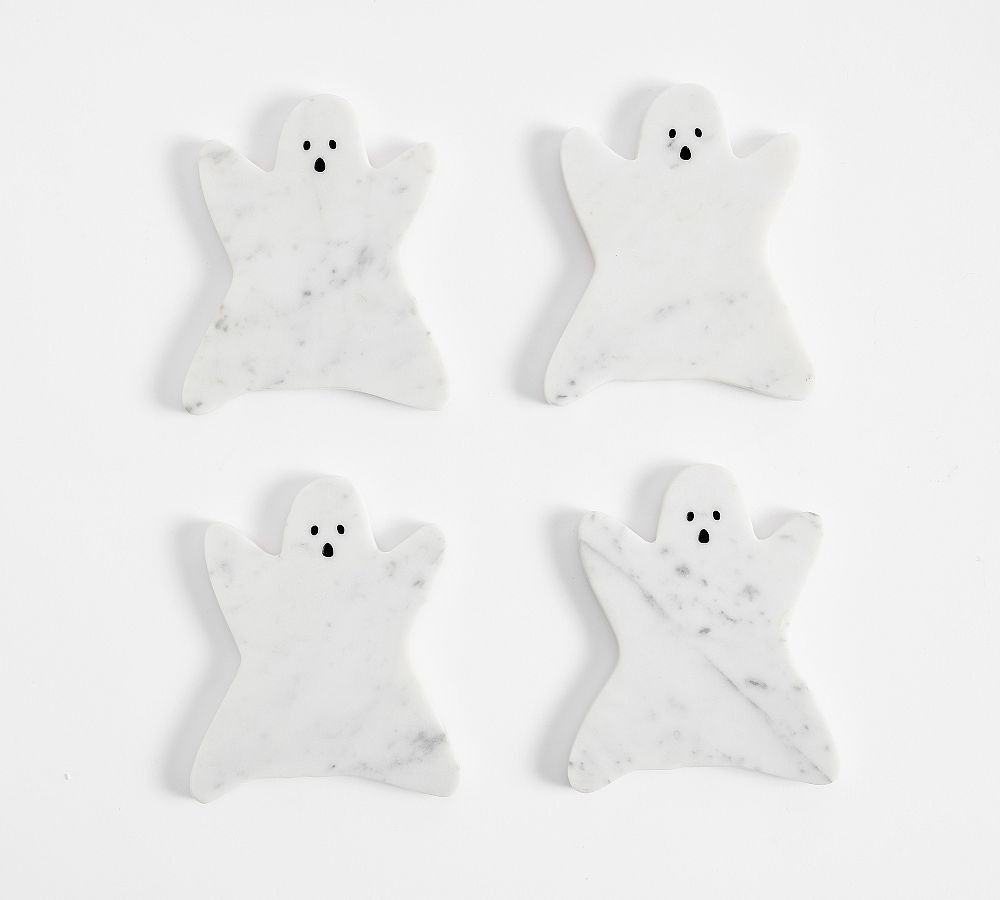 Ghost Marble Coasters, Set of 4 - White | Pottery Barn (US)