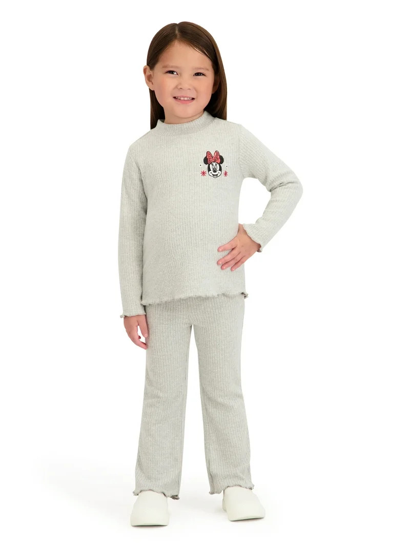 Minnie Mouse Toddler Girl Rib 2 Piece Legging Set, Sizes 12 Months-5T | Walmart (US)