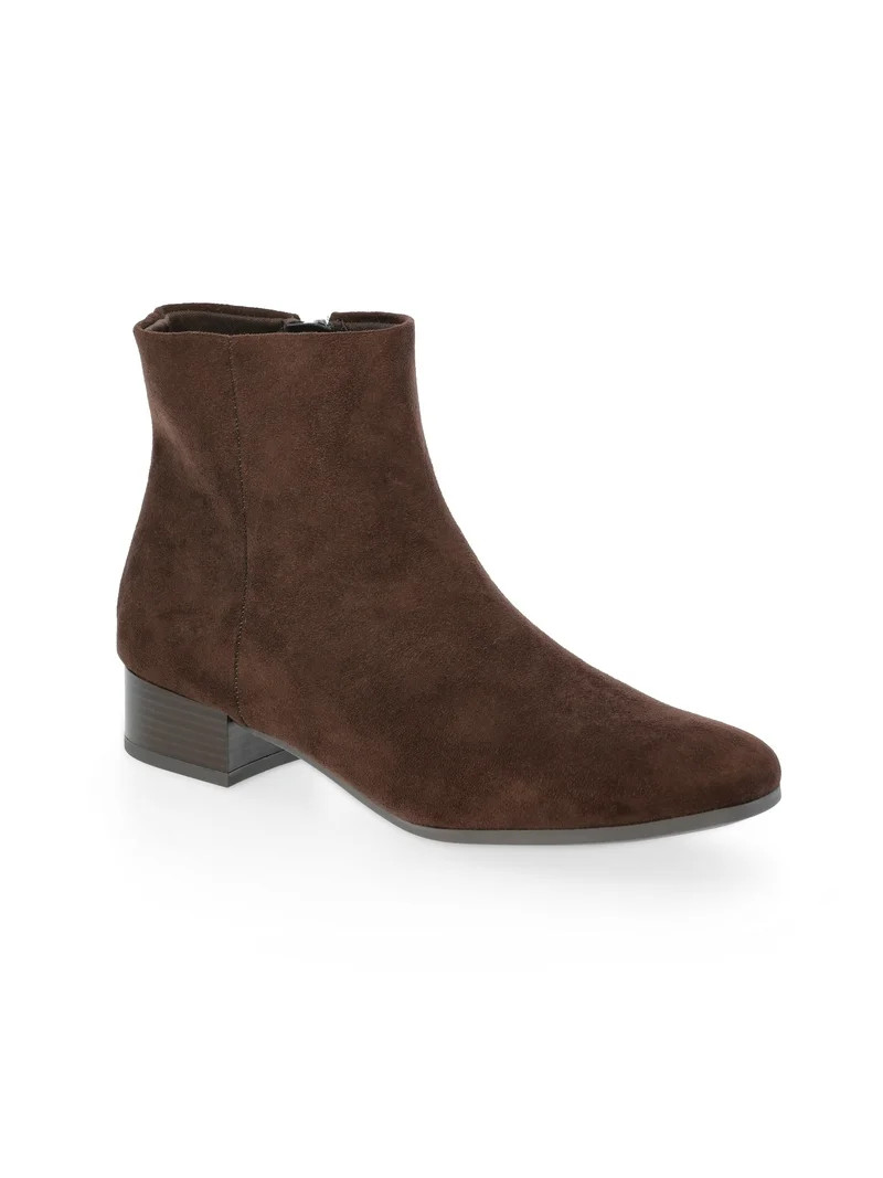 Time and Tru Women's Faux Suede Ankle Boots, Wide Width Available | Walmart (US)