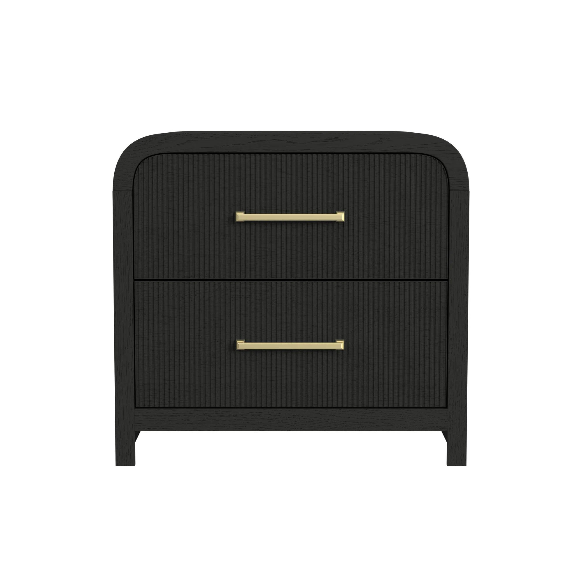 Quevillon 2-Drawer Nightstand with USB in Black with Grain | Wayfair North America