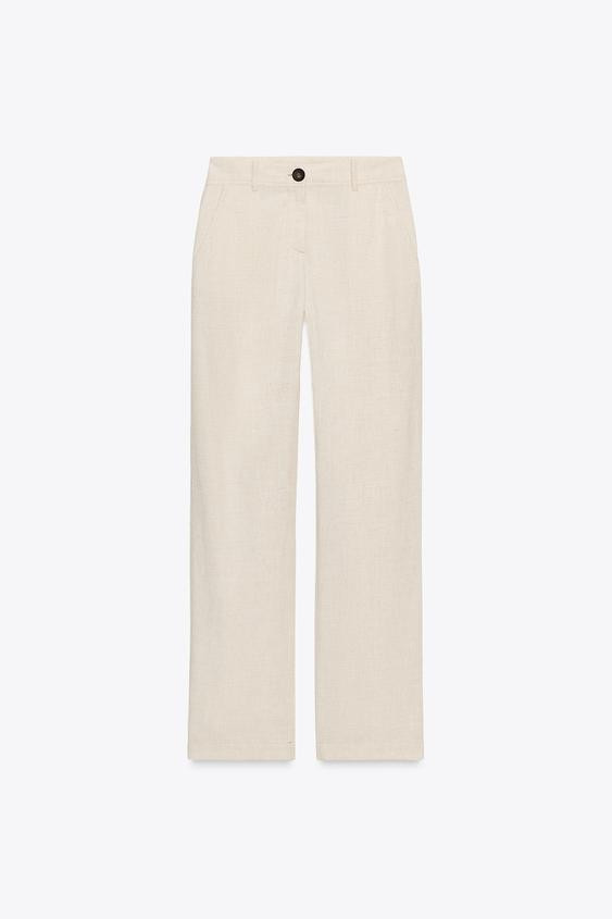 STRAIGHT-LEG LINEN BLEND TROUSERS | Zara UK