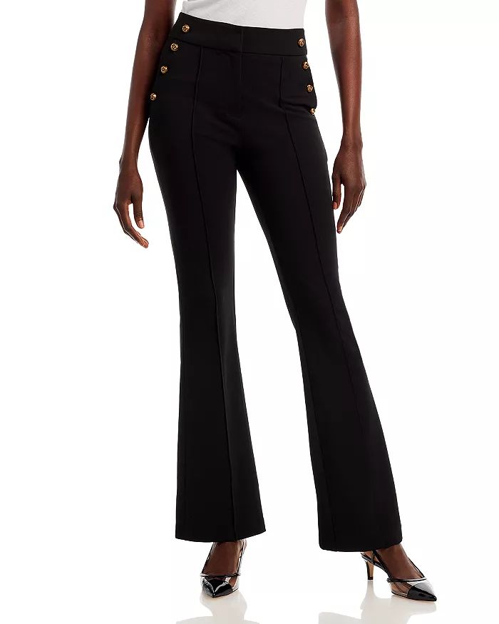 Button Trim High Rise Flare Pants | Bloomingdale's (US)