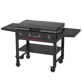 Daytona 4-Burner Propane Gas Griddle with Lid in Black | The Home Depot