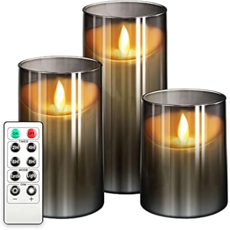 GenSwin Battery Operated LED Flameless Flickering Candles with 10-Key Remote Control, Moving Wick Pi | Amazon (US)