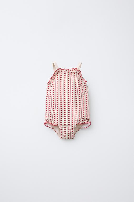1-6 YEARS/ HEART PRINT SWIMSUIT | Zara US