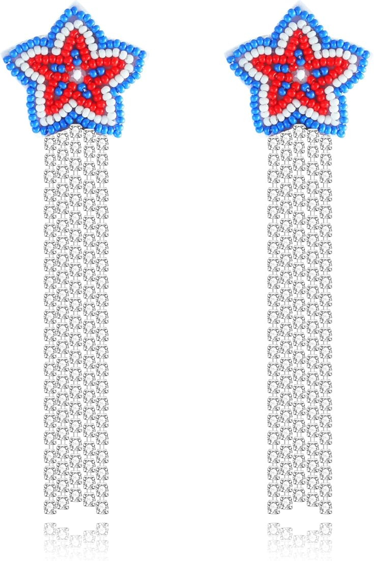 DoreenBow Long Beaded Tassel Earrings Boho Beaded Fringe Drop Earrings Seed Bead Dangle Earrings Nat | Amazon (US)