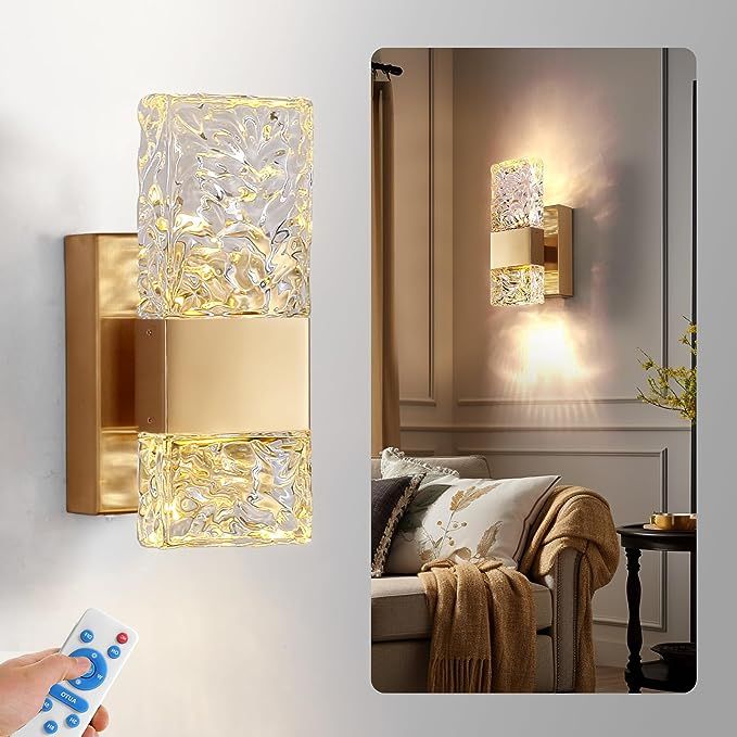 camuucci Battery Operated Wall Sconce Set of 1 Gold Modern Dimmable LED Wall Lighting,Indoor Not ... | Amazon (US)