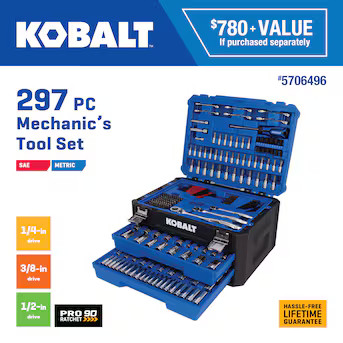 Kobalt 297 -Piece Metric and standard (SAE) Mechanics Tool Set with Hard Case Lowes.com | Lowe's