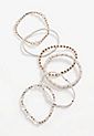 6 Piece White and Gold Beaded Stretch Bracelet Set | Maurices