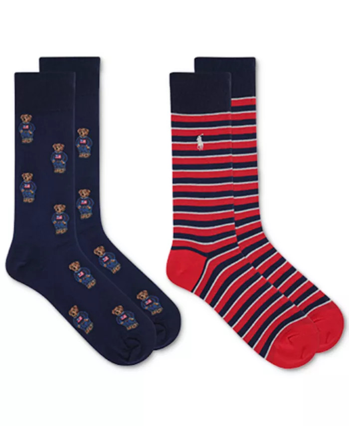 Polo Ralph Lauren Men's Tossed Denim Bear Slack Socks, 2-Pack & Reviews - Underwear & Socks - Men... | Macys (US)
