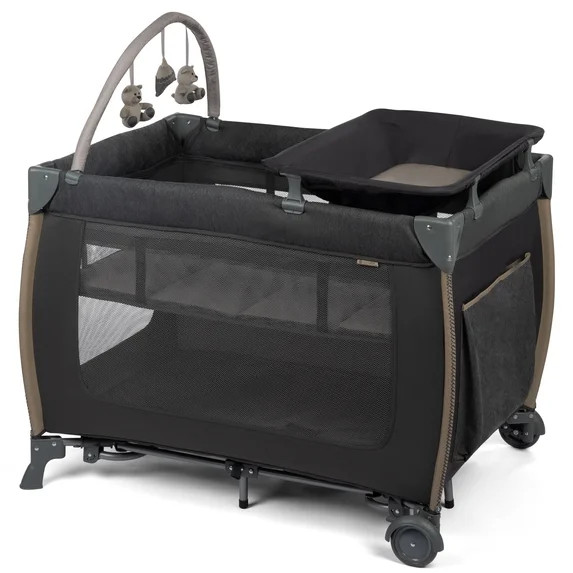 Monbebe Play Yard – Full-Size Rocking Bassinet, Removable Changer & Toy Bar – Castle Point | Walmart (US)