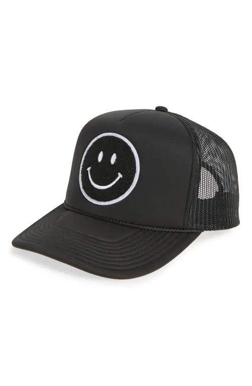 Local Beach Smiley Patch Trucker Hat in Black/Black at Nordstrom | Nordstrom