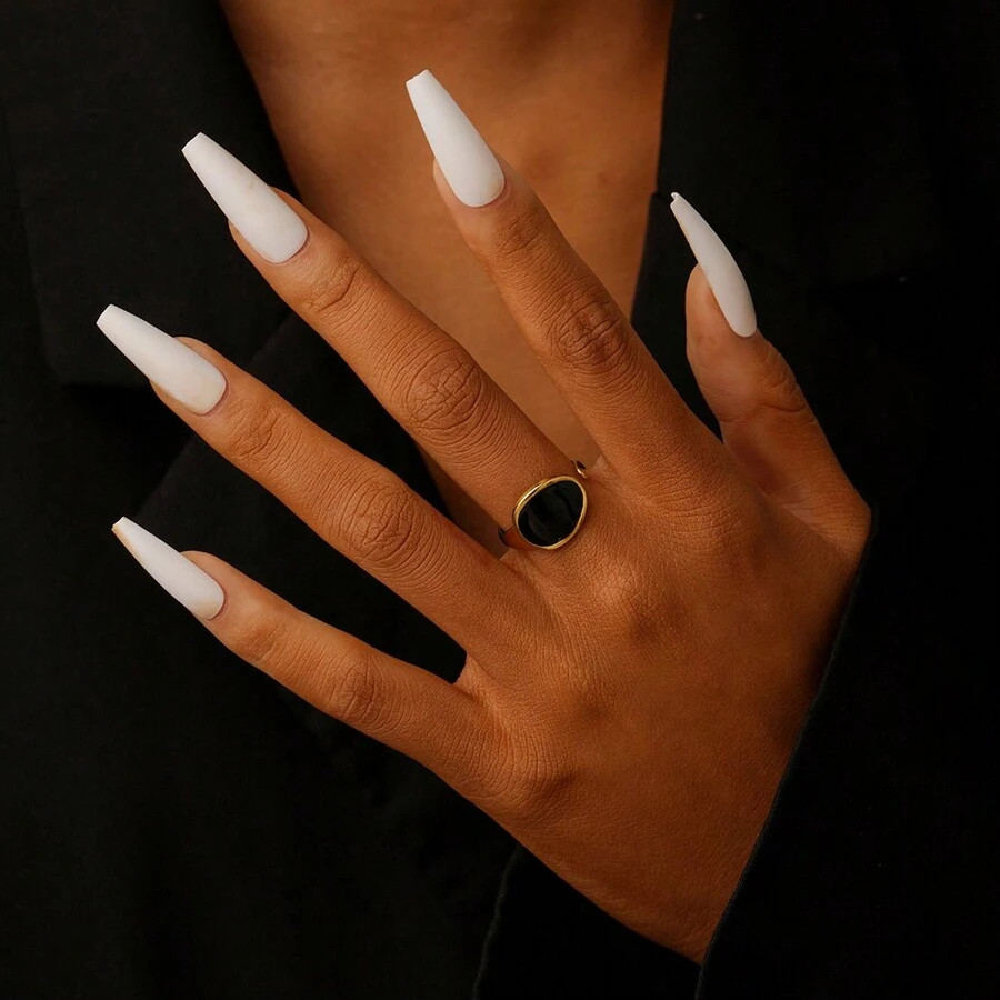1pc Stainless Steel Open Oval Shaped Adjustable  Ring | SHEIN