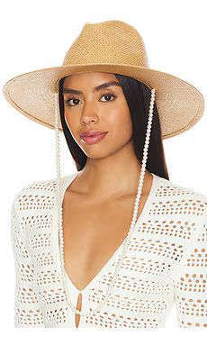 Lele Sadoughi Pearl Strand Straw Hat in Natural from Revolve.com | Revolve Clothing (Global)