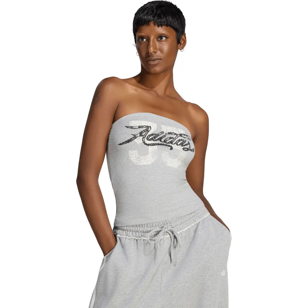 adidas Originals Graphic Tube Top in Greyheather at Nordstrom, Size Large | Nordstrom