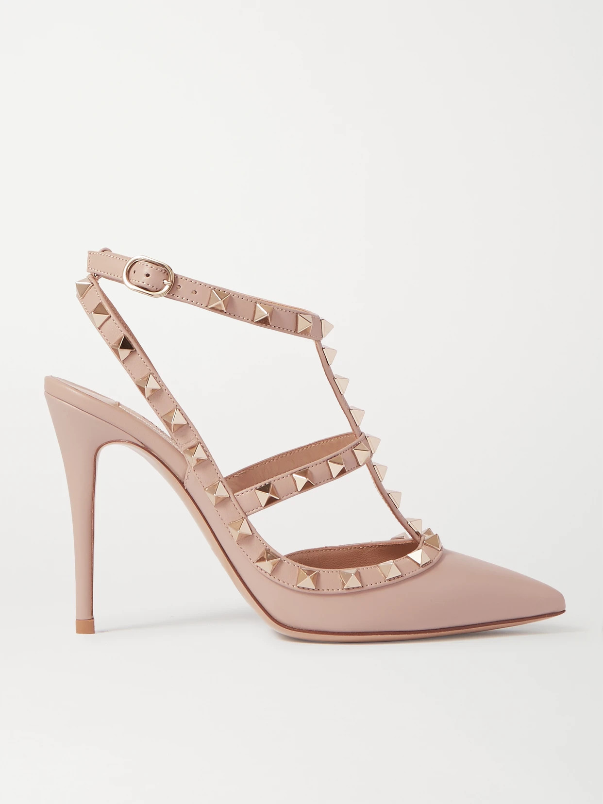 Valentino - Valentino Garavani Rockstud Leather Pumps - Neutrals | NET-A-PORTER (US)