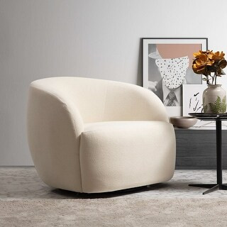 Belinda Mid-Century Modern Tight Back French Knitted Boucle Swivel Chair - French knitted Boucle ... | Bed Bath & Beyond