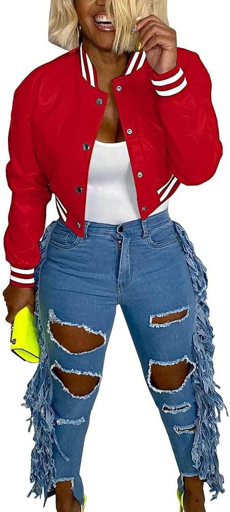Doweha Women Faux Leather Jacket Light Moto Bomber Jackets Cropped Letterman Baseball Jacket Fall... | Amazon (US)