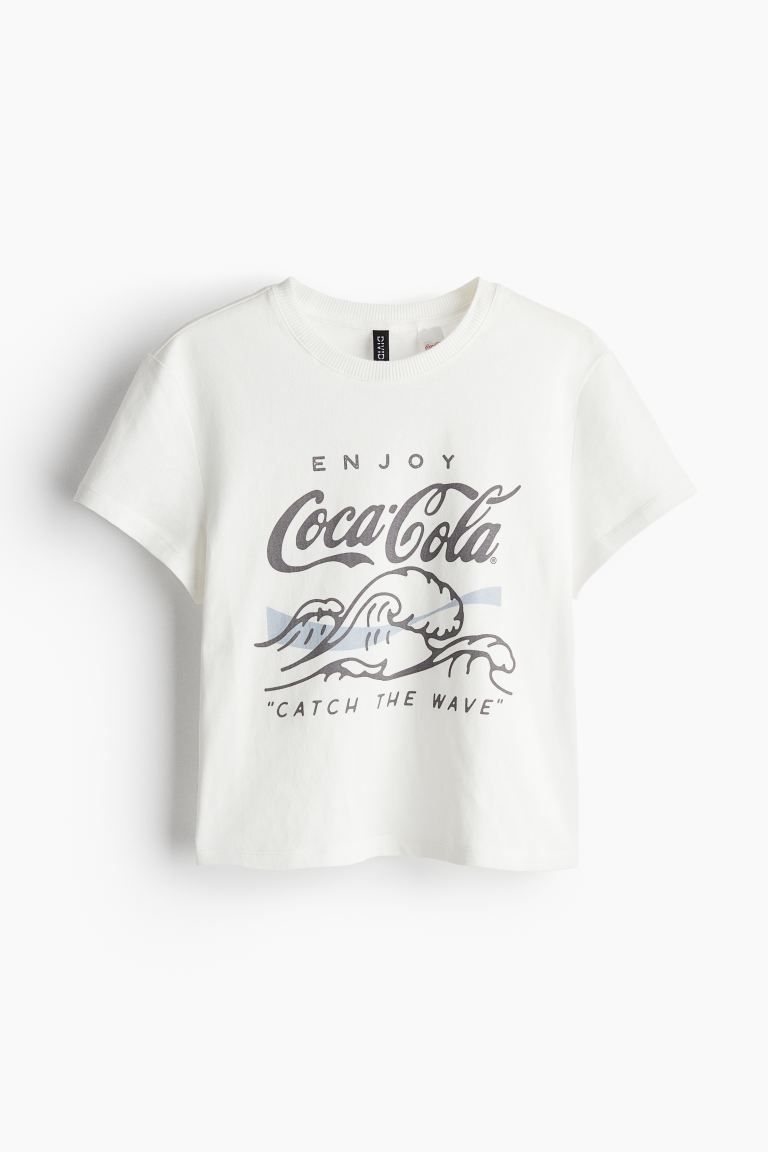 Printed T-shirt - White/Coca-Cola - Ladies | H&M US | H&M (US + CA)