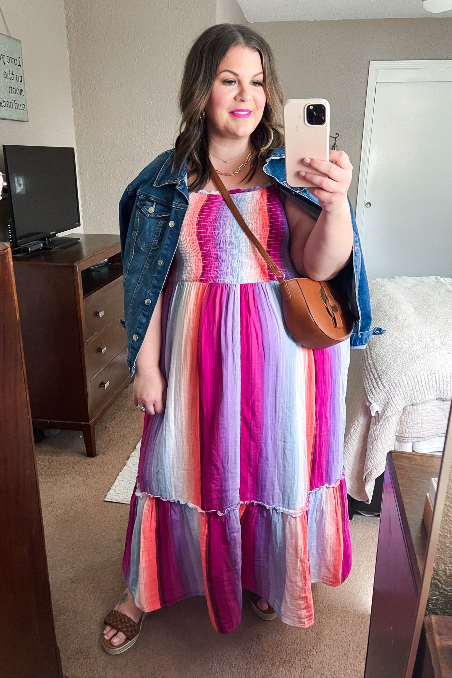 How beautiful is this plus size spring maxi dress from @walmartfashion? It’s so comfy and the colors are stunning! Fabric is so breathable and airy but not see through! 🙌🏻 #walmartpartner #walmartfashion 
Dress - 2X, true to size 
Denim jacket - XXXL, very stretchy
Wedges - size 12 wide 

#LTKFind #LTKunder50 #LTKcurves