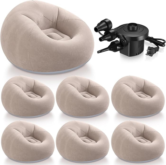 Realspring 6 Pcs Inflatable Bean Bag Chairs for Adults with Electric Air Pump, Blow up Couch Fold... | Amazon (US)