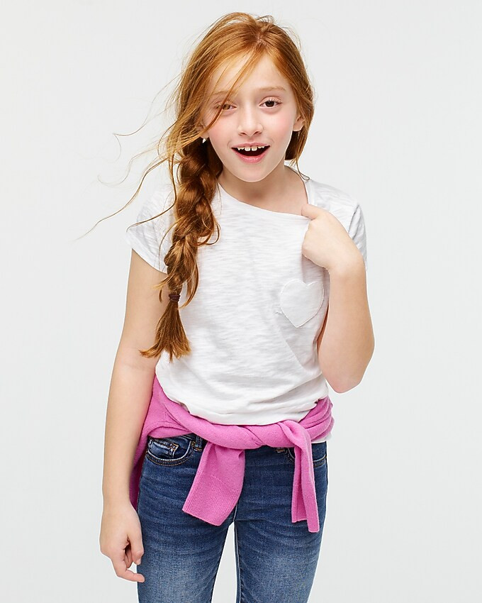 Girls' short-sleeve heart-pocket T-shirt | J. Crew US