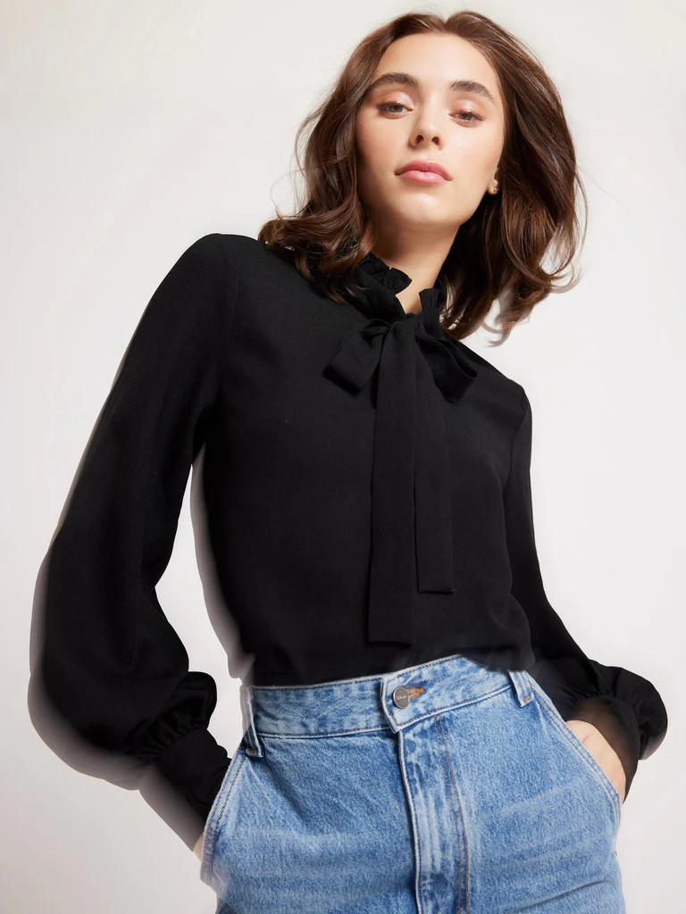 Shop Mille - Blair Top in Black Georgette | Mille