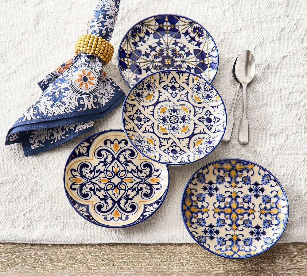 Lisbon Stoneware Appetizer Plates - Mixed Set of 4 | Pottery Barn (US)