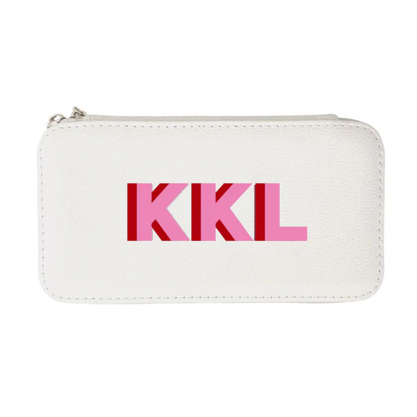 Shadow Monogram Large Travel Jewelry Case - White | Sprinkled With Pink