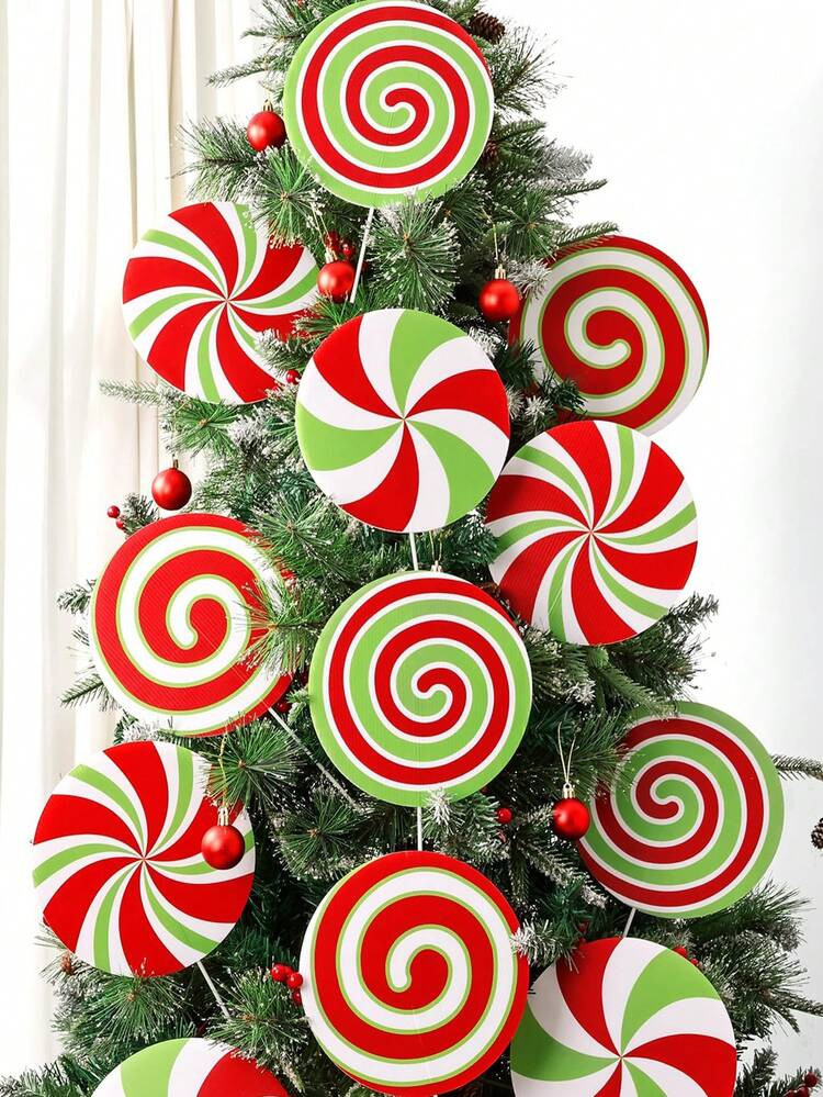 12-Piece Set / Christmas Large Size, Candy Gingerbread Christmas Tree Ornaments Gingerbread Christmas Decorations, Adorable Hanging Ornaments Perfect For Christmas Tree Toppers Home Office Garden Patio Winter Vase Holiday Decorations | SHEIN