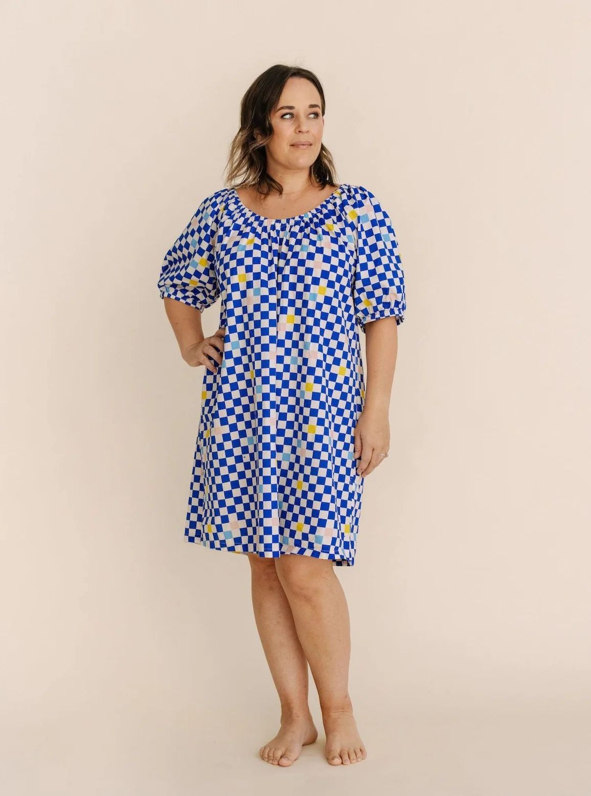 Women's Parker House Dress in Cobalt Checker | La Paloma