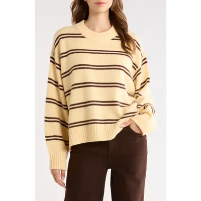 Reformation Cove Oversize Stripe Cashmere Sweater in Parmesan Mahogany Stripe at Nordstrom, Size Large | Nordstrom