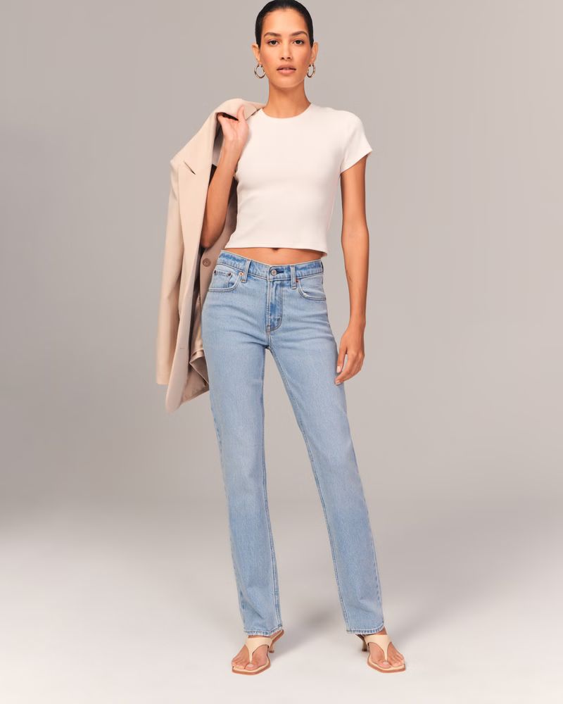 Women's Mid Rise Straight Jean | Women's Clearance | Abercrombie.com | Abercrombie & Fitch (US)